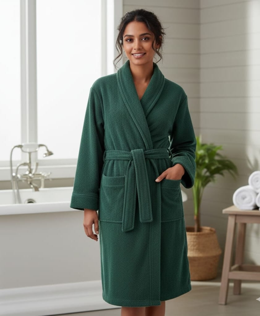Dark Green premium Quality Bath Robe unisex free size