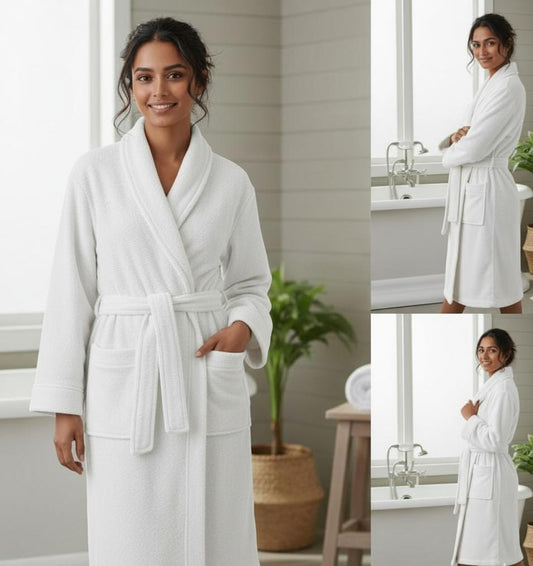 Super white premium Quality Bath Robe unisex free size