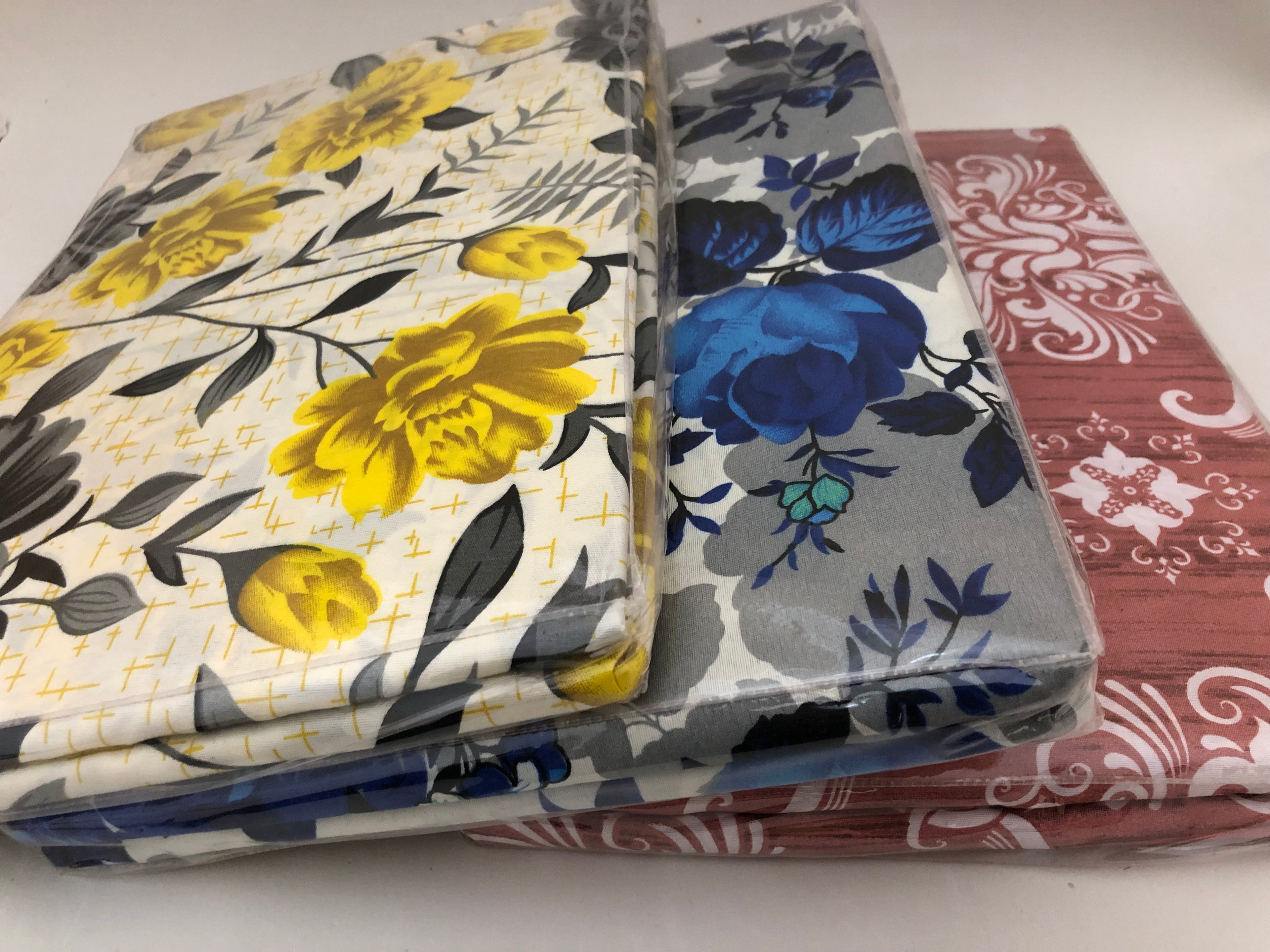 Pack of three (yellow , Blue , red) Printed Cotton king size Bedsheet – Modern Designs for a Perfect Sleep