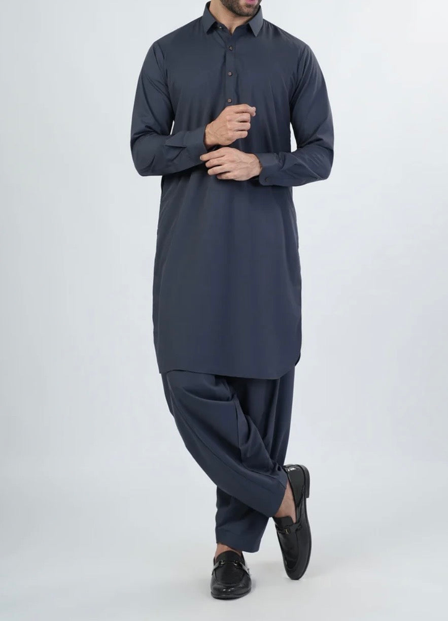 Men Charcoal  stairup stitched Wash & wear fabric