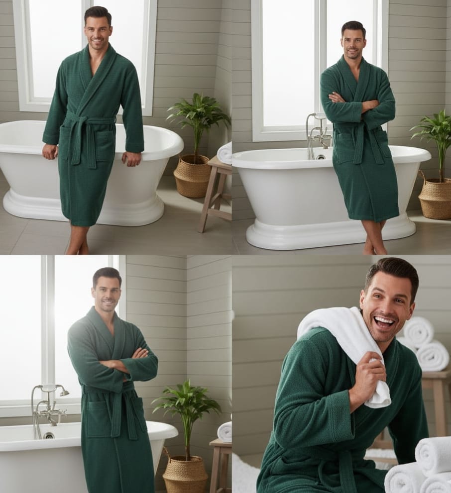 Dark Green premium Quality Bath Robe unisex free size