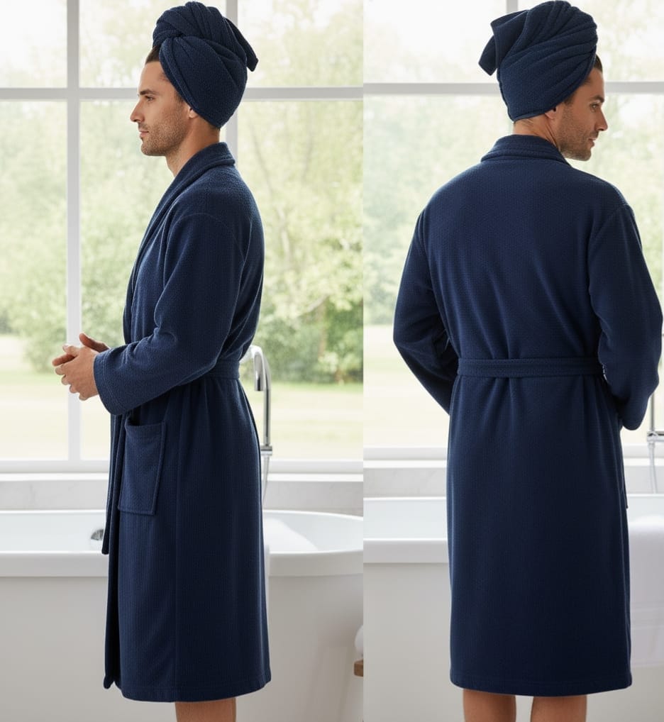 Navy Blue premium Quality Bath Robe unisex free size