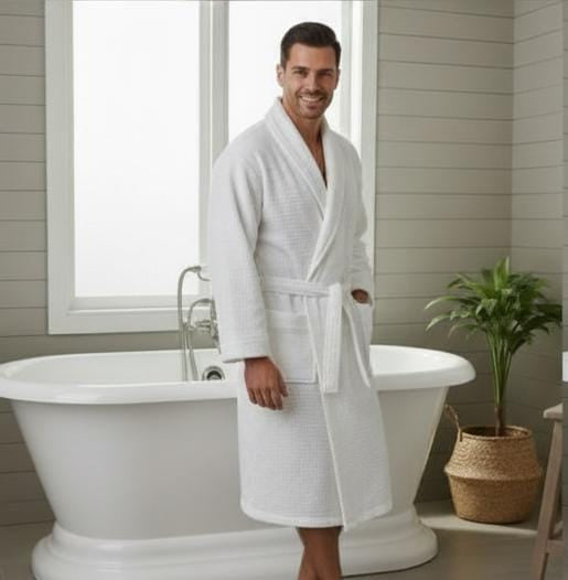 White premium Quality Bath Robe unisex free size