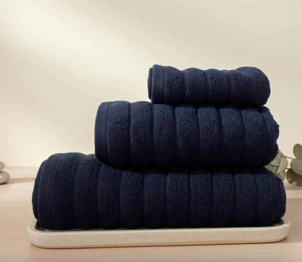 Navy Blue Towel set ( Bath towel & Hand towel & Face towel )Premium Bath Towel – 100% Cotton, Soft & Lightweight, Highly Absorbent