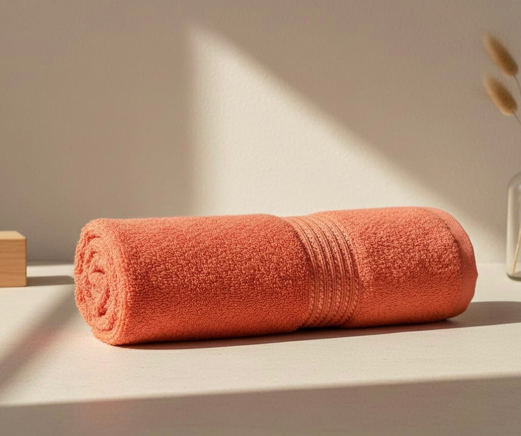 Peach Premium Bath Towel – 100% Cotton, Soft & Lightweight, Highly Absorbent