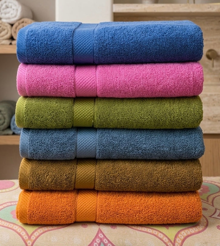 4 towels ((27*54 inches XL) Random) Premium Bath Towel – 100% Cotton, Soft & Lightweight, Highly Absorbent