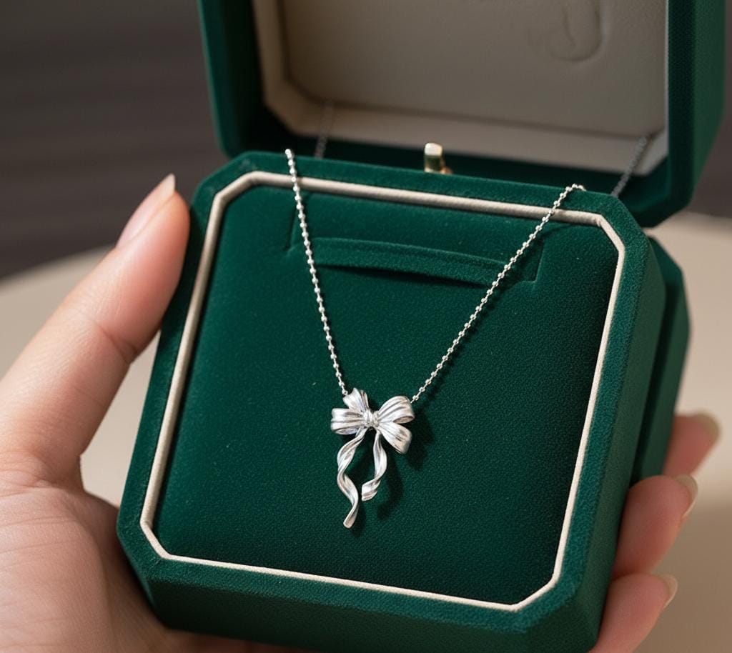 1 pcs Stainless Steel Bow Necklace