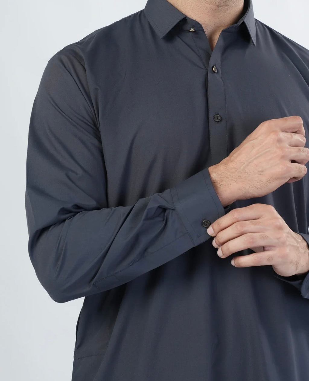 Men Charcoal  stairup stitched Wash & wear fabric