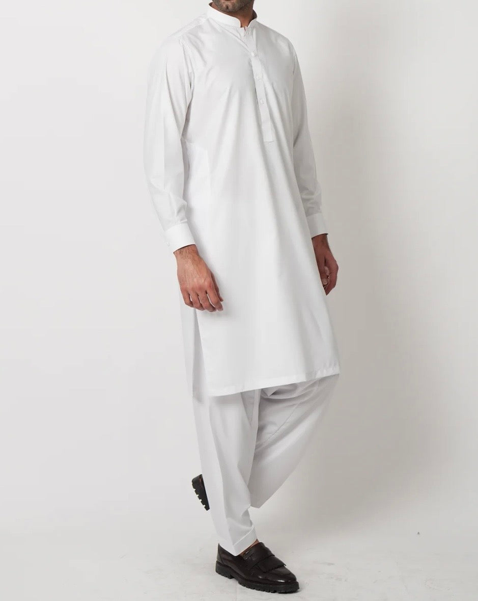 Men super white stairup stitched Wash & wear fabric