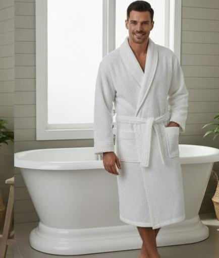 White premium Quality Bath Robe unisex free size