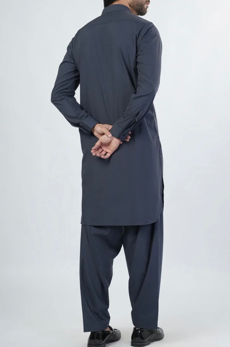 Men Charcoal  stairup stitched Wash & wear fabric