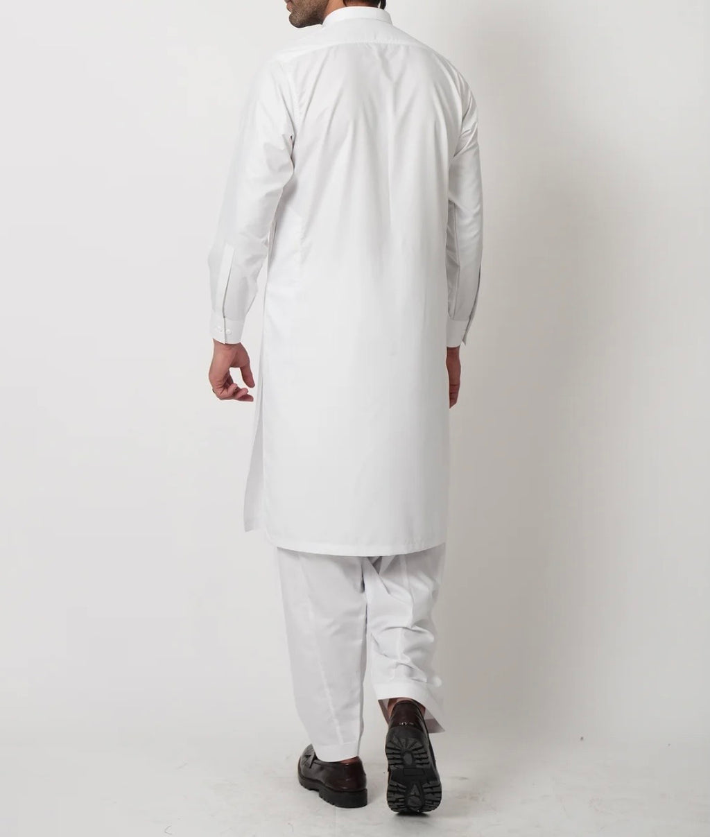 Men super white stairup stitched Wash & wear fabric