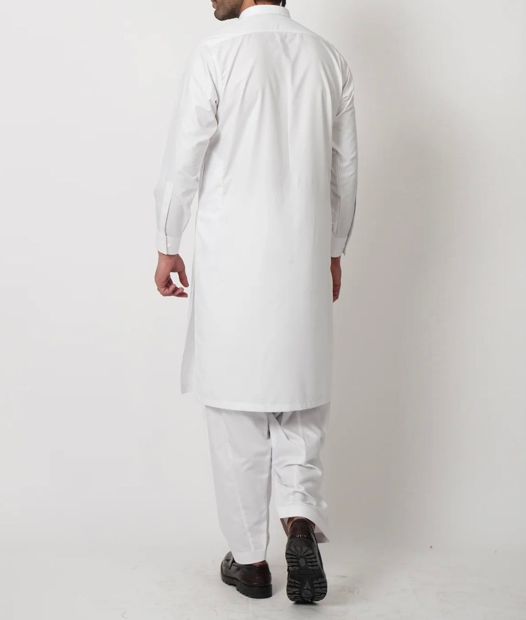 Men super white stairup stitched Wash & wear fabric