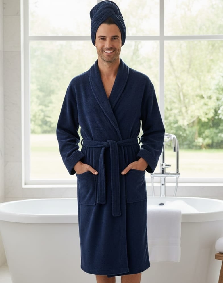 Navy Blue premium Quality Bath Robe unisex free size