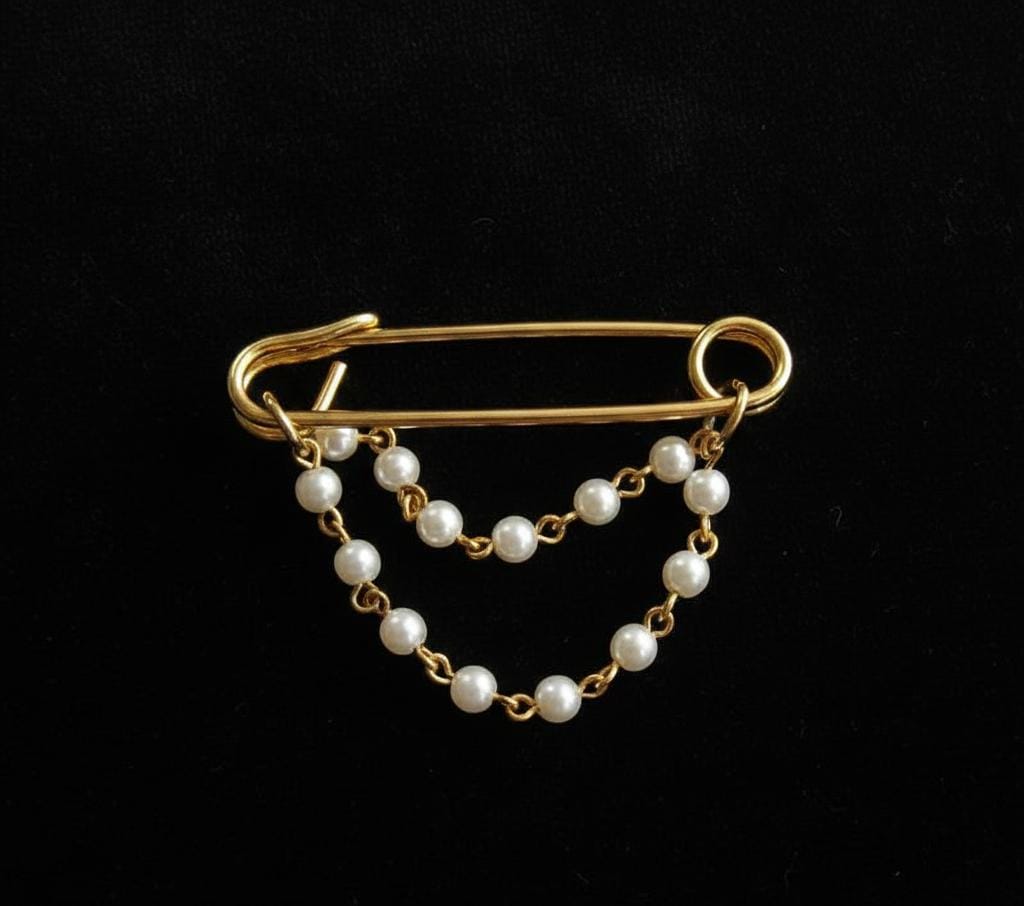 1 Pcs Safety Pearls Chain Brooch