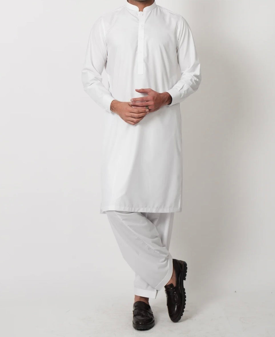 Men super white stairup stitched Wash & wear fabric