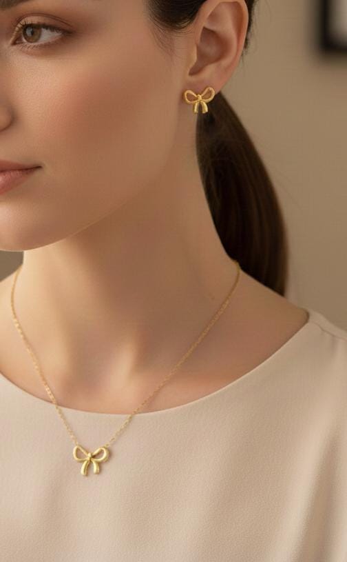 Bow Earrings and Necklace set