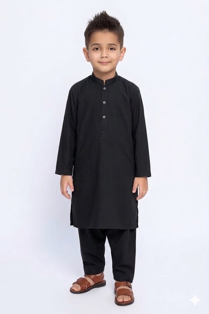 Boys Blended Shalwar Kameez Jet Black