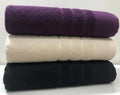 3 XXL Bath Sheet Towels (40×60 inches)
Colors: purple ,creamy, black
Material: 100% Cotton Export          Quality for Europe Pack