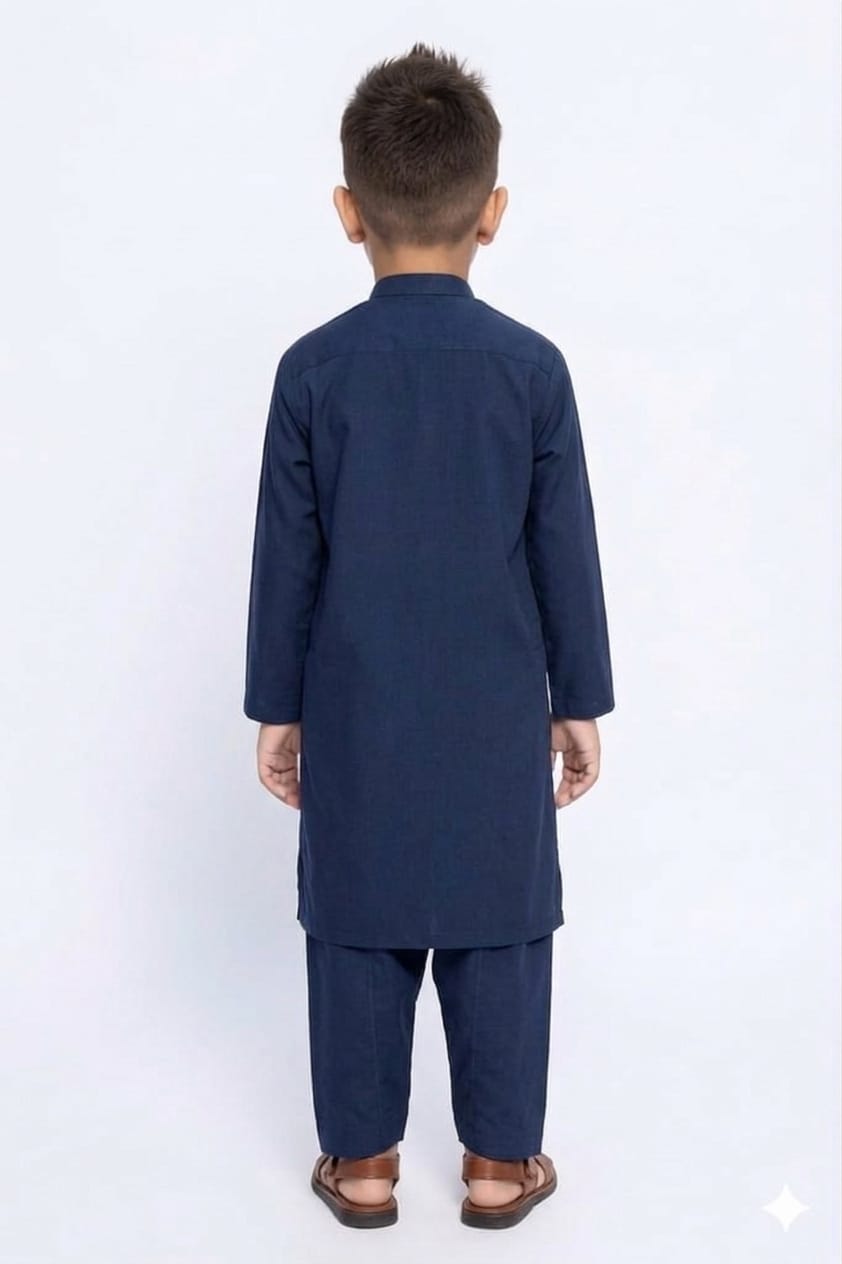 Boys Blended Shalwar Kameez Navy Blue