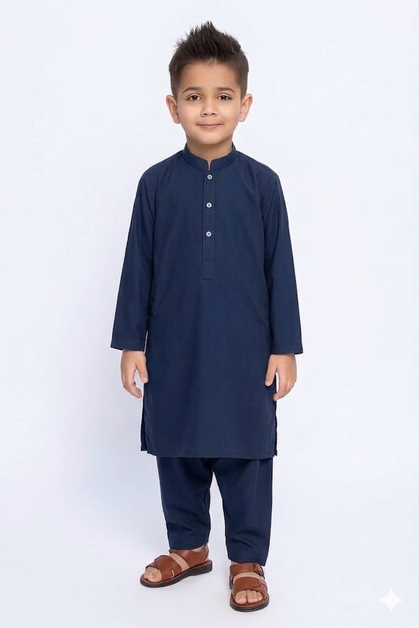 Boys Blended Shalwar Kameez Navy Blue