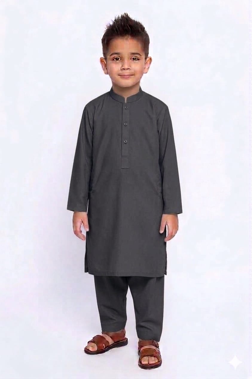 Boys Blended Shalwar Kameez Charcoal Black