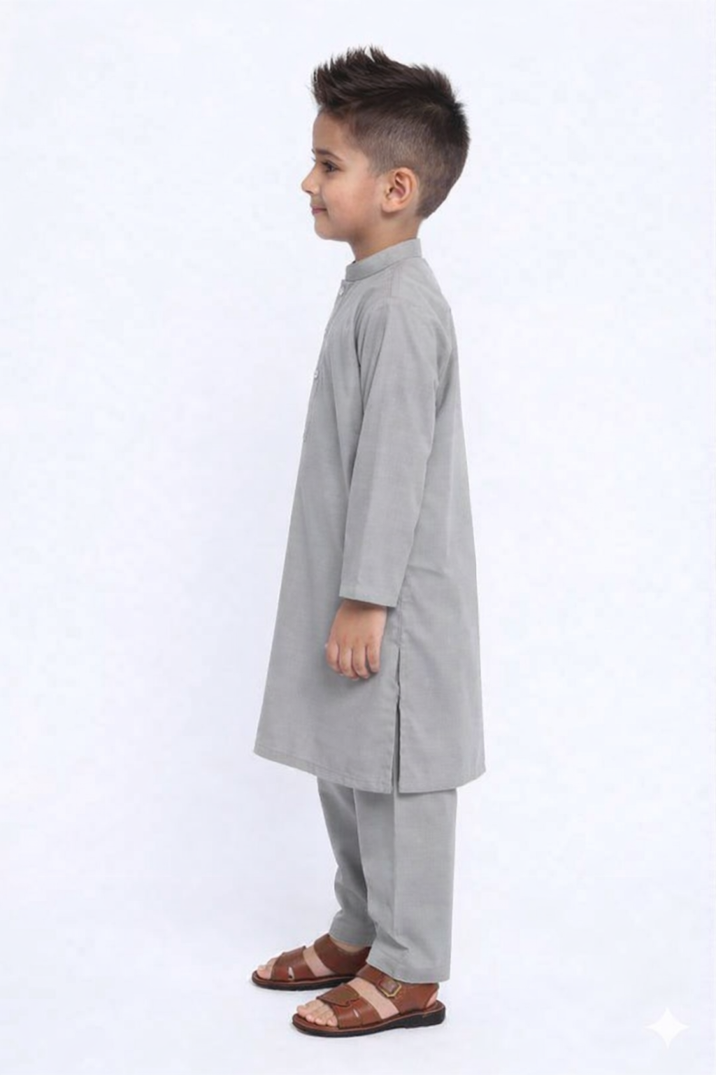 Boys Blended Shalwar Kameez Grey