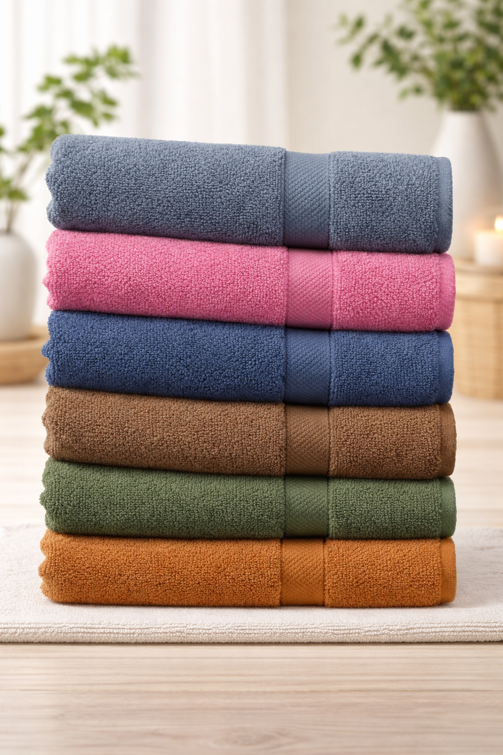 6 towels diamond ( (27*54 inches XL size) still blue ,baby pink ,royal blue ,brown,green , Mustard) Premium Bath Towel – 100% Cotton, Soft & Lightweight, Highly Absorbent