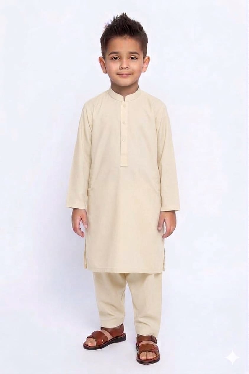 Boys Blended Shalwar Kameez Cream